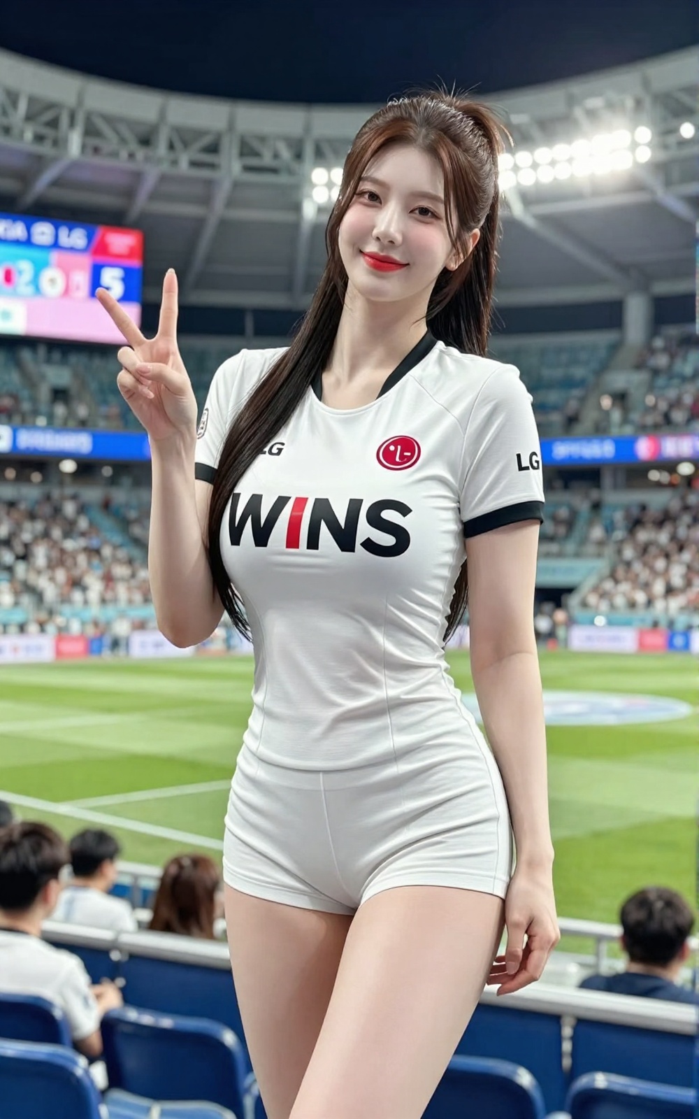 Image of a Korean woman Actual Photo: 2.0,  "A beautiful Korean woman boasting an hourglass figure,  round and voluptuous...
