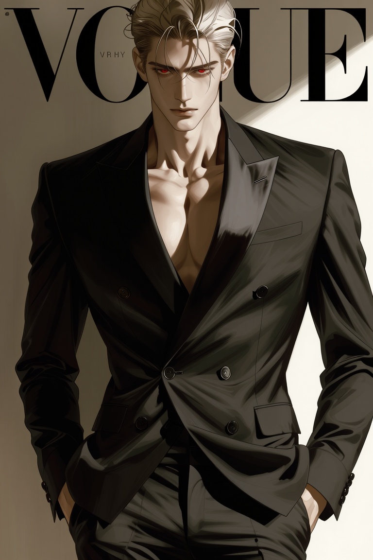 (Base Style): Manhwa style,  clear facial contour lines,  sharp edges. Vogue Magazine Cover on Tensor.Art