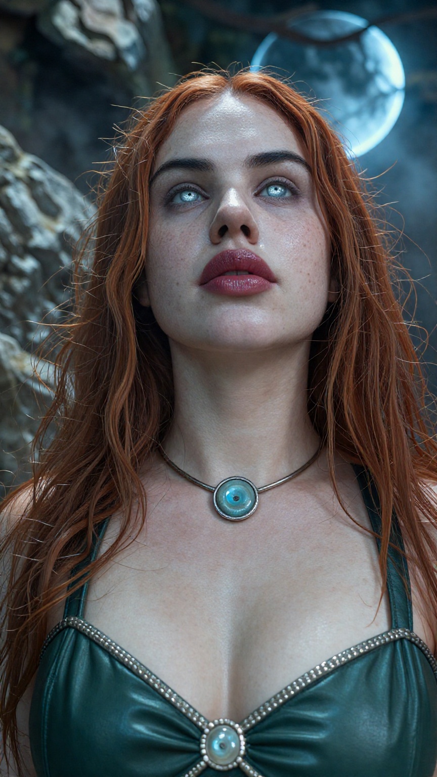 Celtic moon goddess,  cinematic close-up portrait,  chest-up framing on Tensor.Art