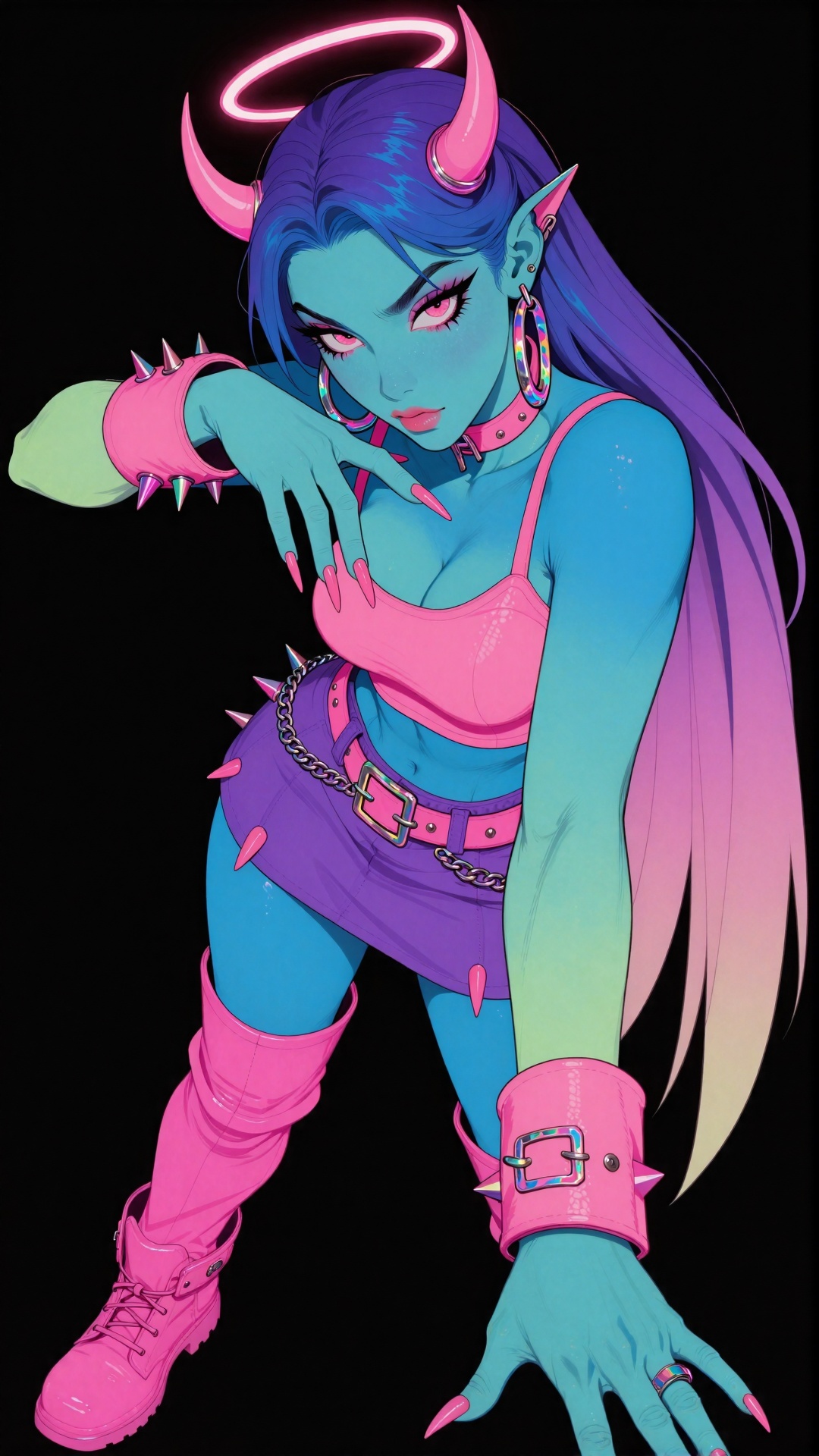 Create a photorealistic 90s anime punk rock masterpiece with the highest quality and newest aesthetics,  using highres tec...