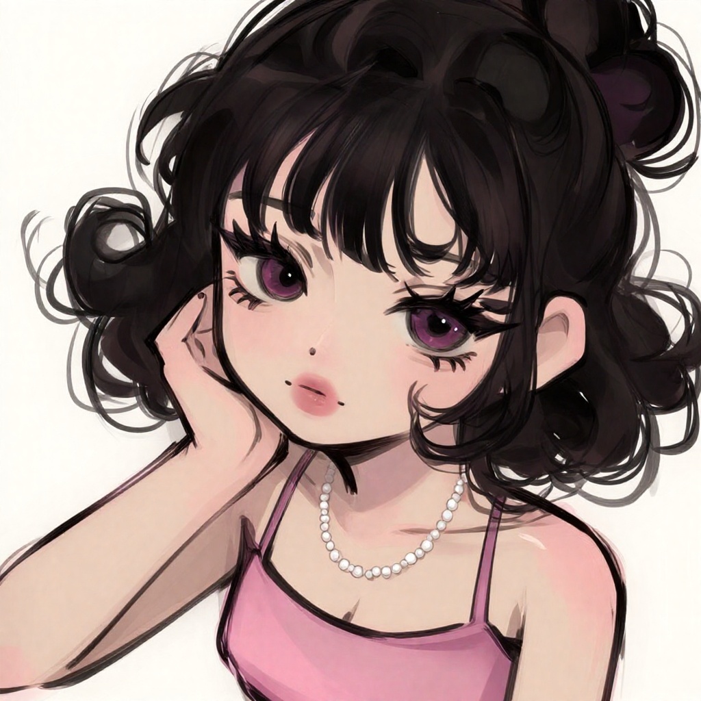 1female,  chibi,  black hair styled in a messy bun on Tensor.Art