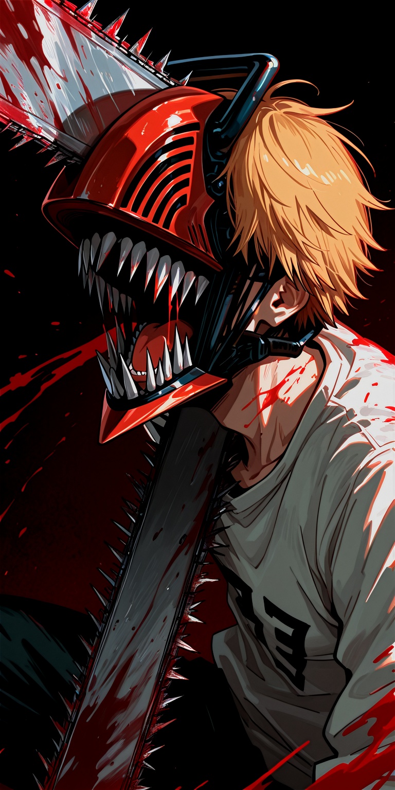 1boy,  chainsaw,  blood on Tensor.Art
