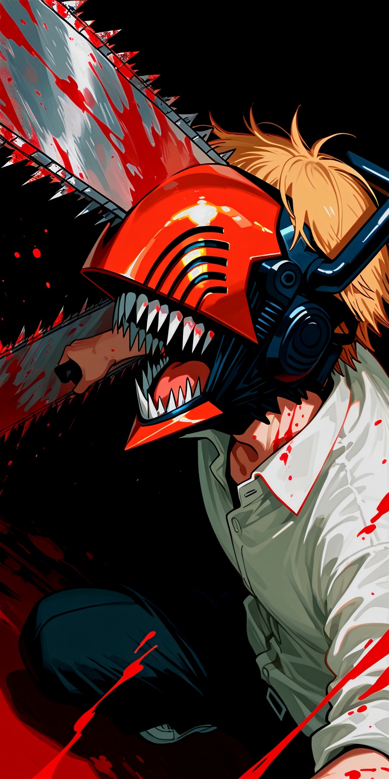 1boy,  chainsaw,  blood on Tensor.Art