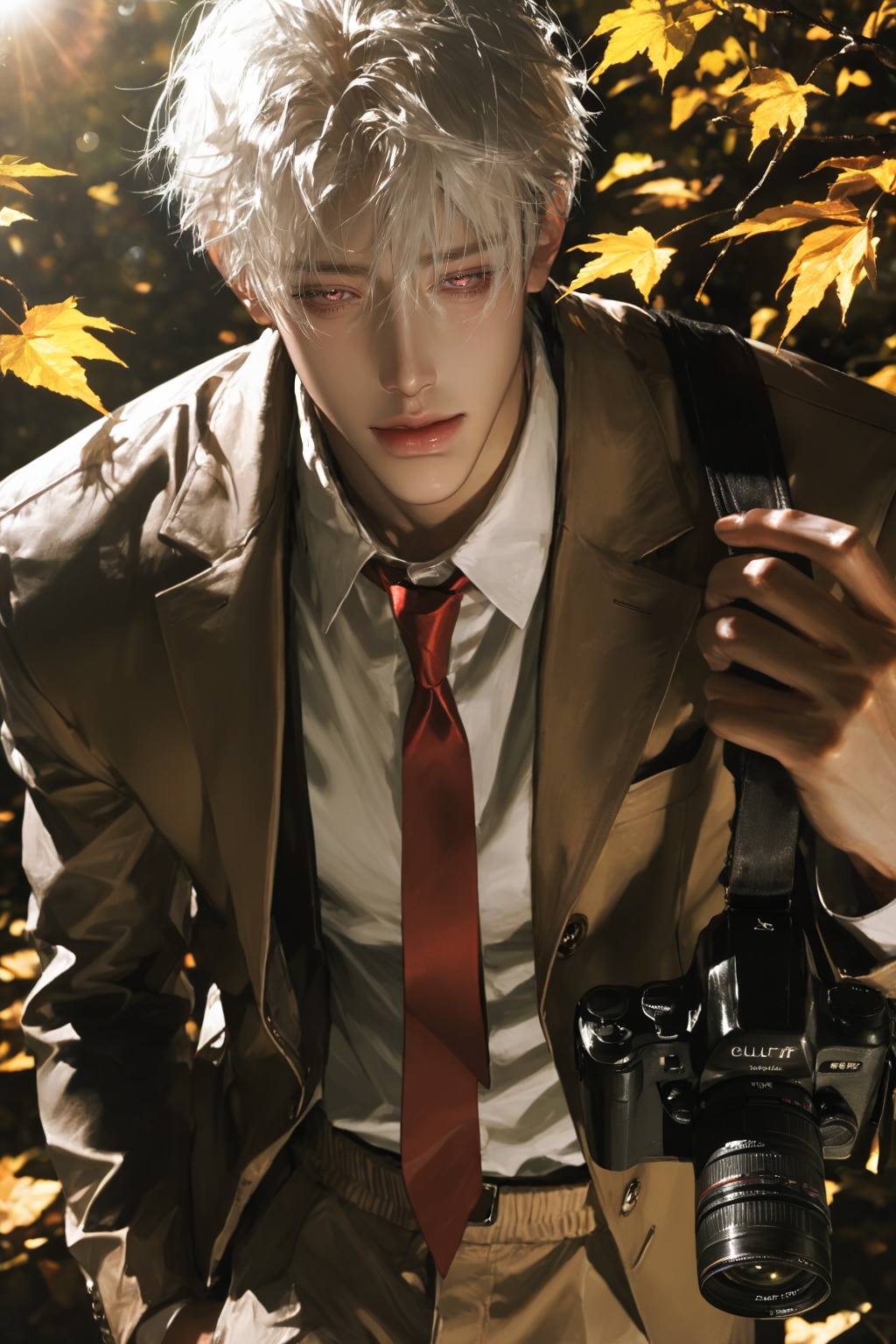 A lonely young man (blue eyes,  brown eyes,  red eyes on Tensor.Art