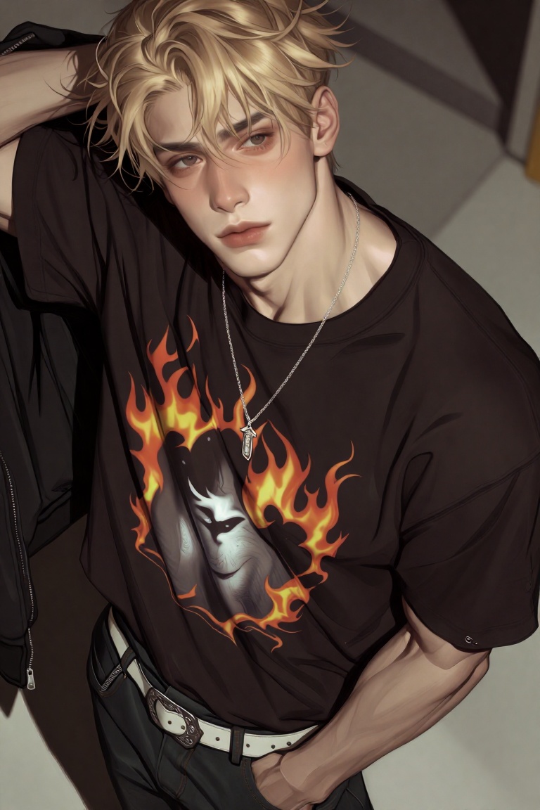 handsome young ***** man,  high angle,  messy on Tensor.Art