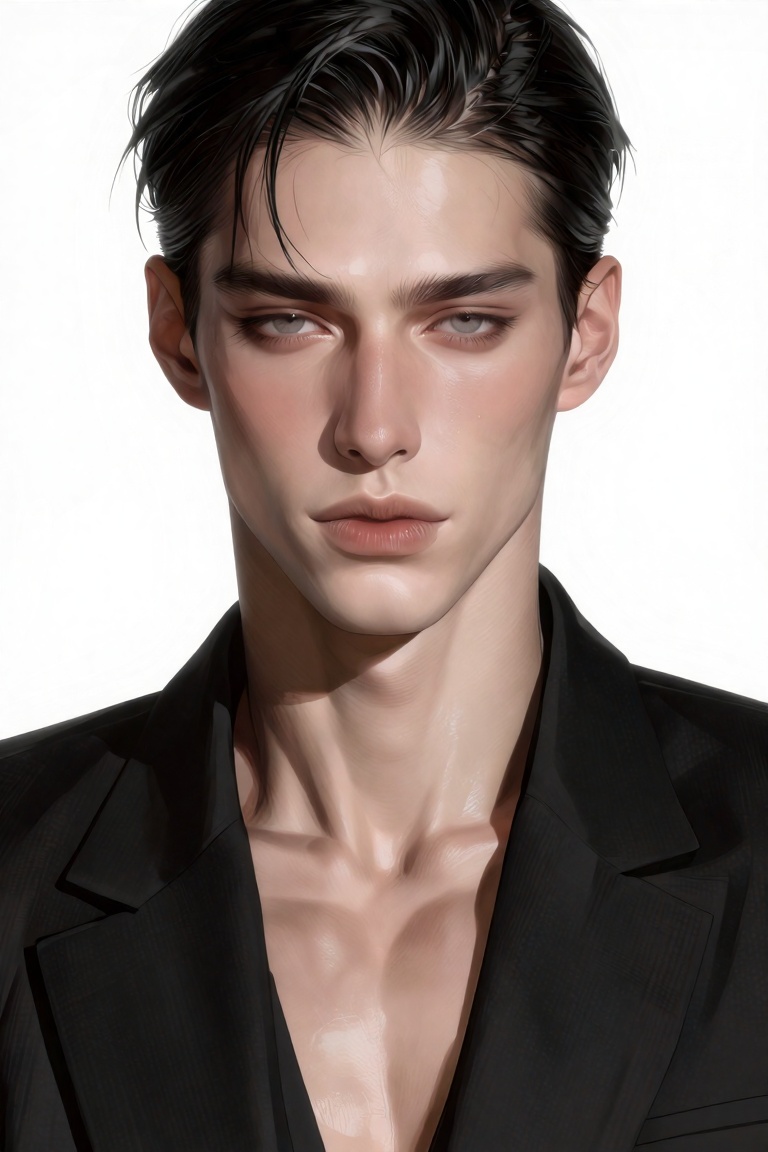 androgynous ***** model,  close-up portrait,  sharp symmetrical features on Tensor.Art
