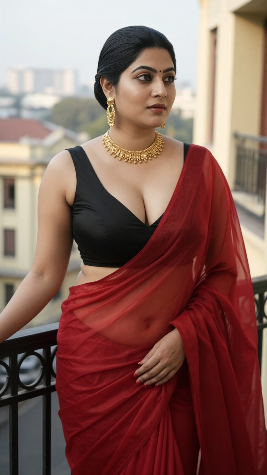 Ultra-realistic fashion portrait of a Bengali woman with pale ivory skin,  naturally curvy figure,  sleek slicked-back bla...