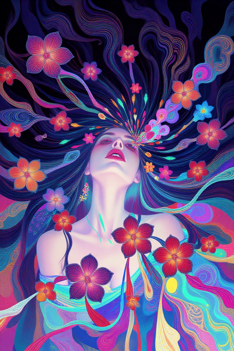 The image is a detailed,  stylized illustration,  This image is a vibrant by 让AI更感性 on Tensor.Art