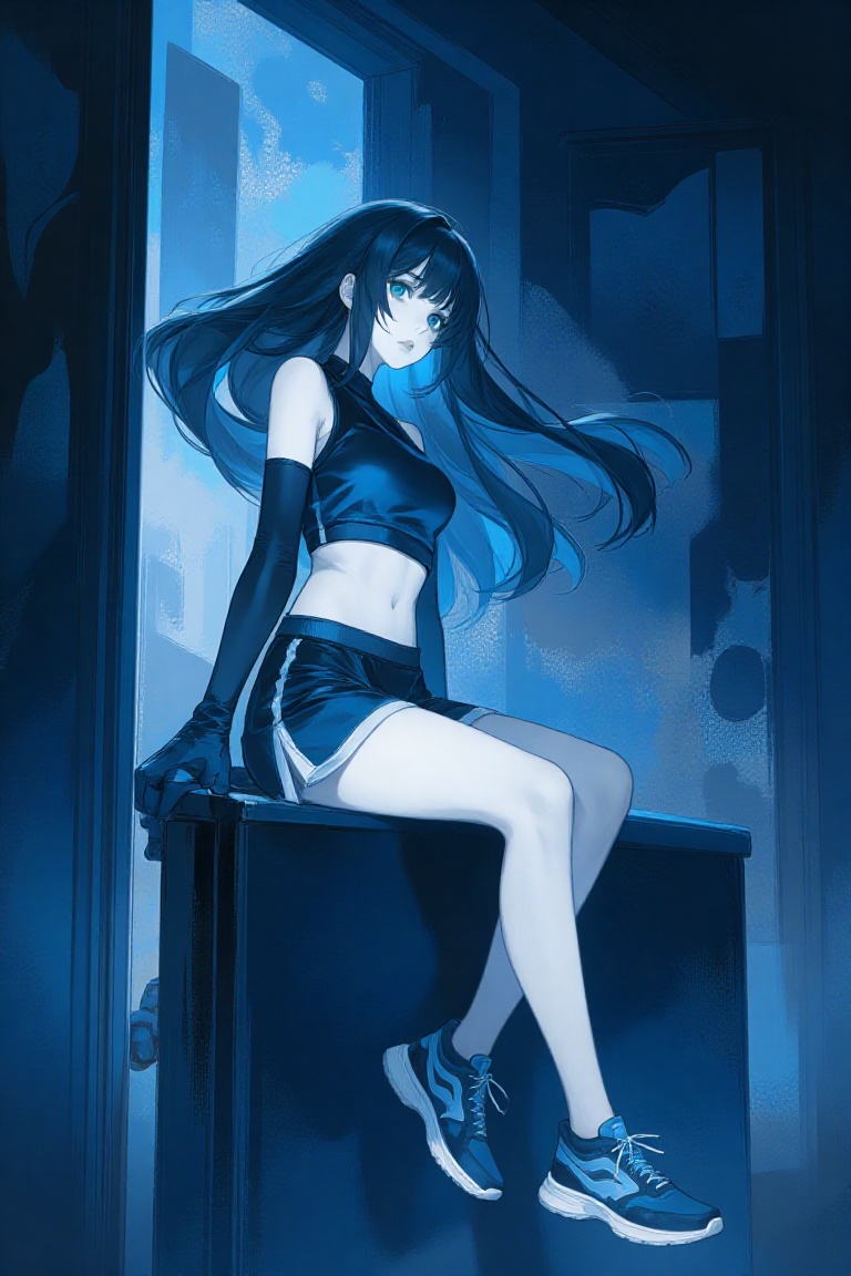 The image is a detailed,  stylized illustration,  This image is an illustration of a female character with long by 让AI更感性...