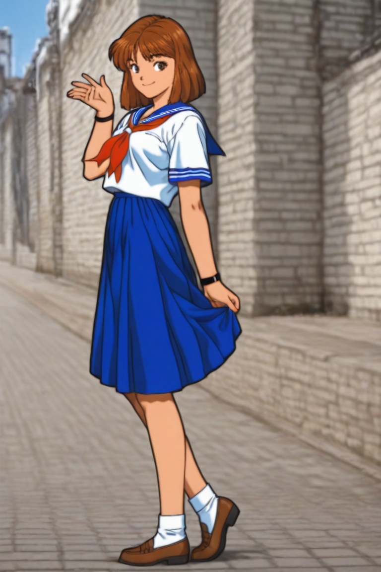 jankengirl,  brown hair,  sarafuku on Tensor.Art