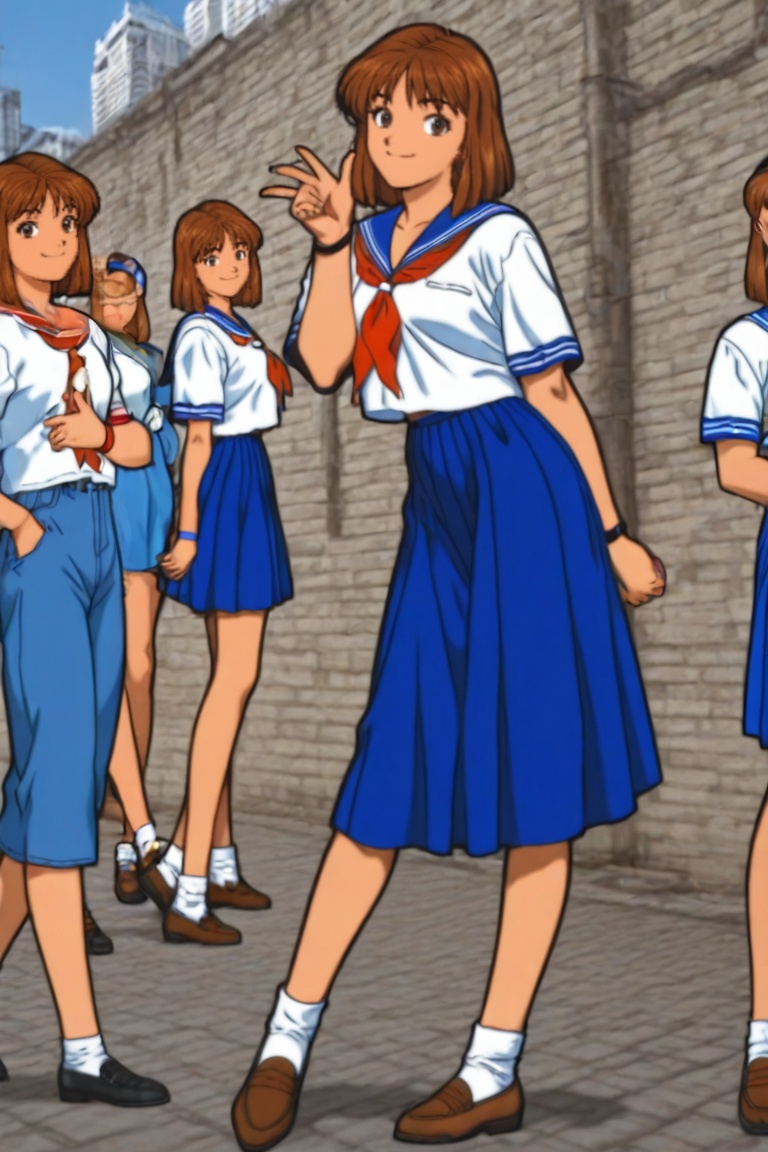 jankengirl,  brown hair,  sarafuku on Tensor.Art