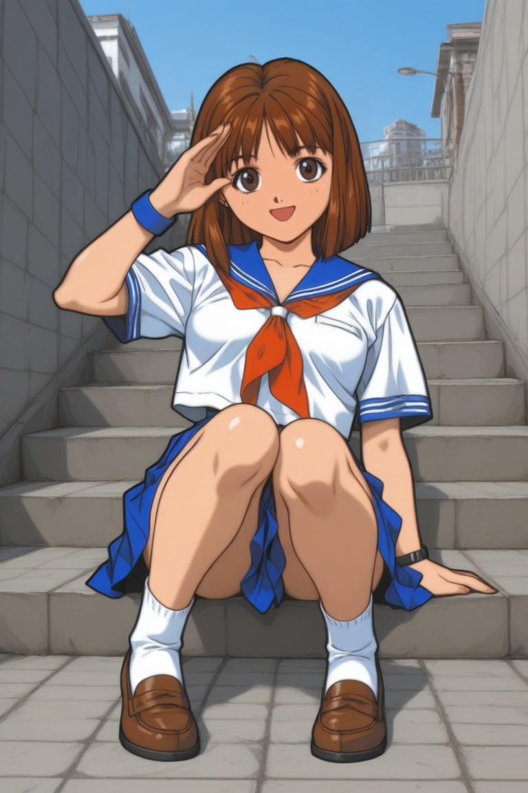 jankengirl,  brown hair,  sarafuku on Tensor.Art