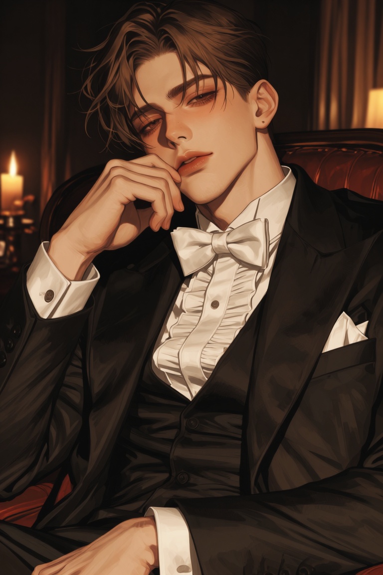 A young male with pale skin,  sharp facial features,  and short on Tensor.Art