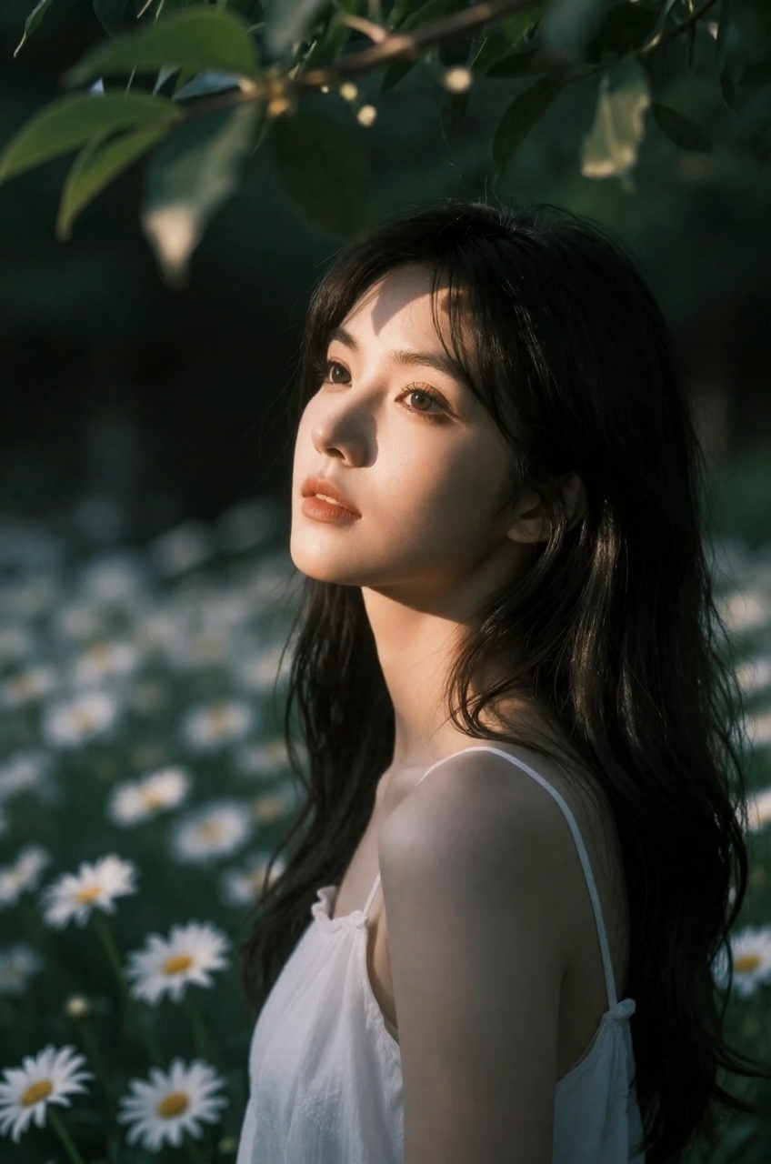 cinematic portrait utilizes a high-fidelity,  editorial aesthetic characterized by a masterful use of chiaroscuro lighting...