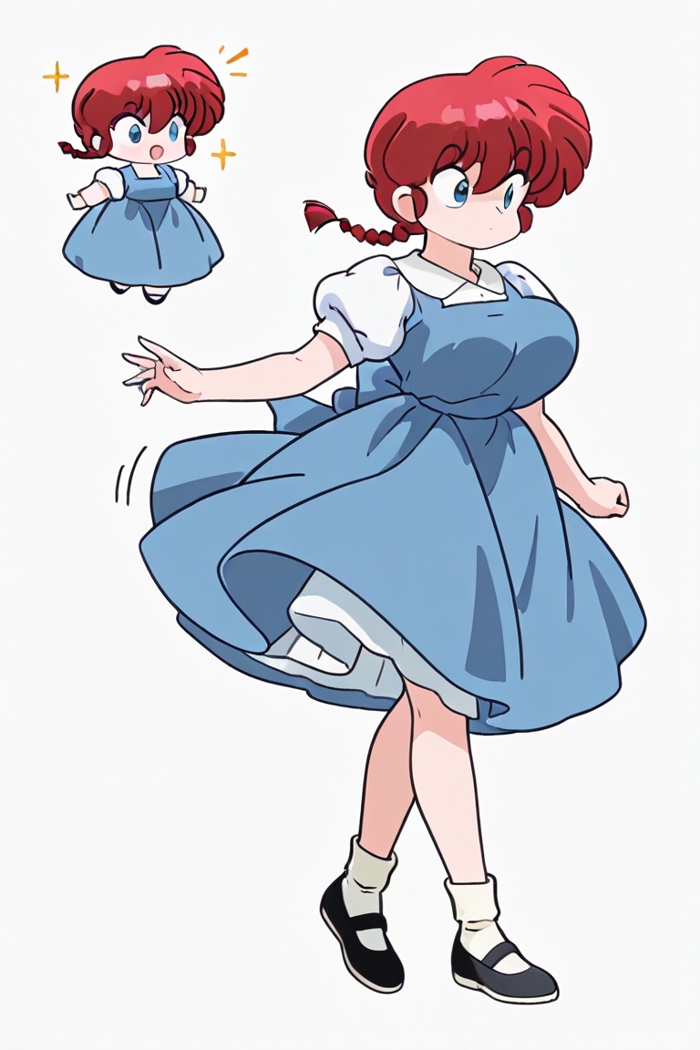 White background,  cute gestures,  Jumper dress on Tensor.Art