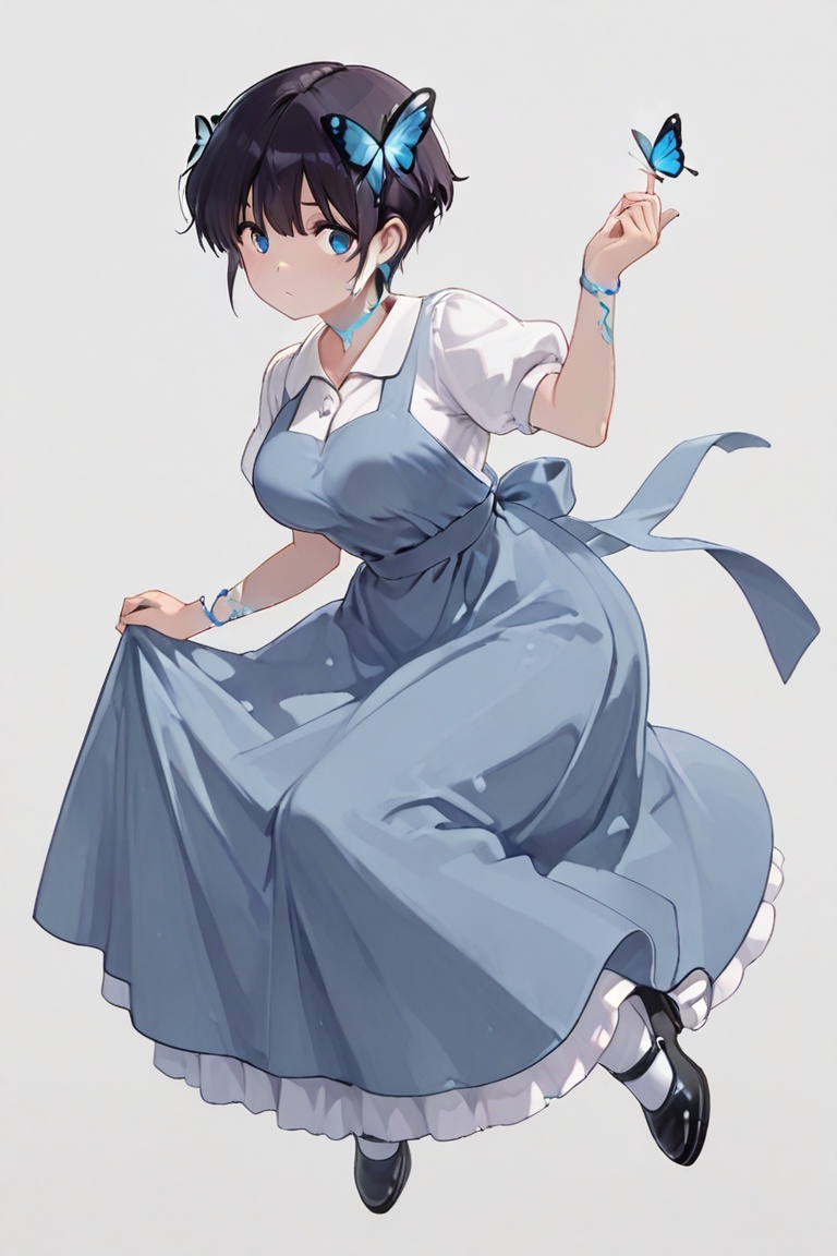Jumper dress,  beautiful bust,  Mary Jane shoes on Tensor.Art