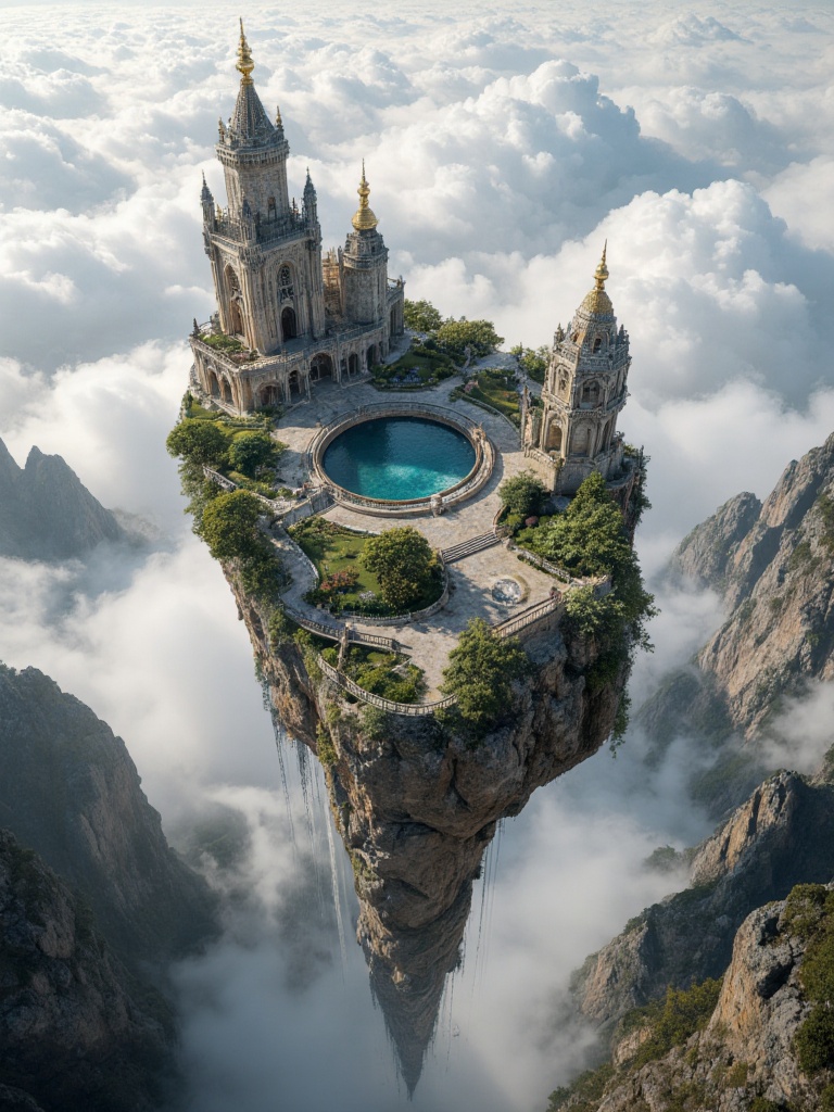 zimg_landstyle,  stoneseasong,  a fantastical palace perched atop a gravity-defying rock pinnacle on Tensor.Art