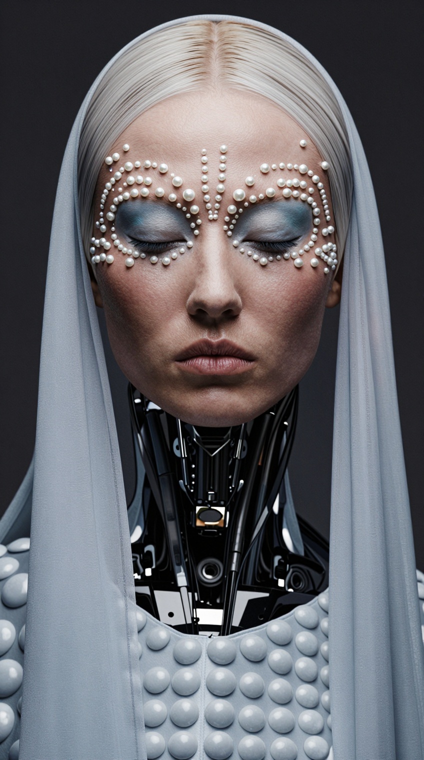 high fashion beauty editorial,  futuristic couture portrait,  close-up portrait of an asian female model on Tensor.Art