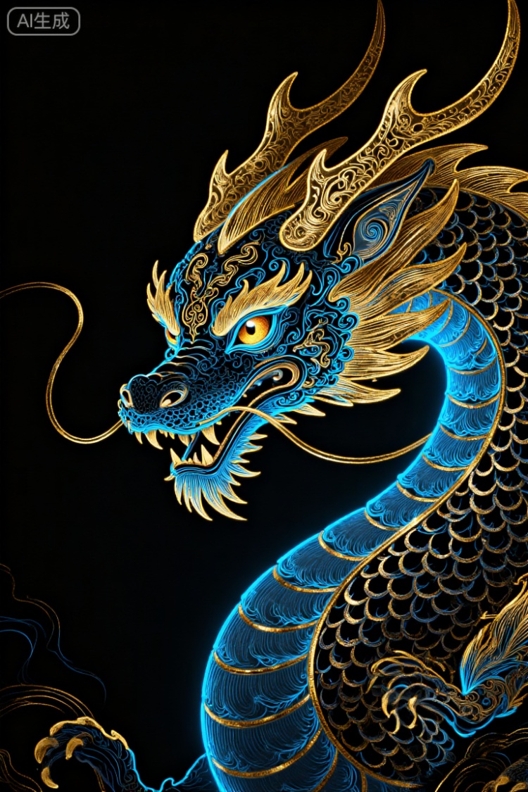 国风插画蓝色线条 by 嘉嘉 on Tensor.Art
