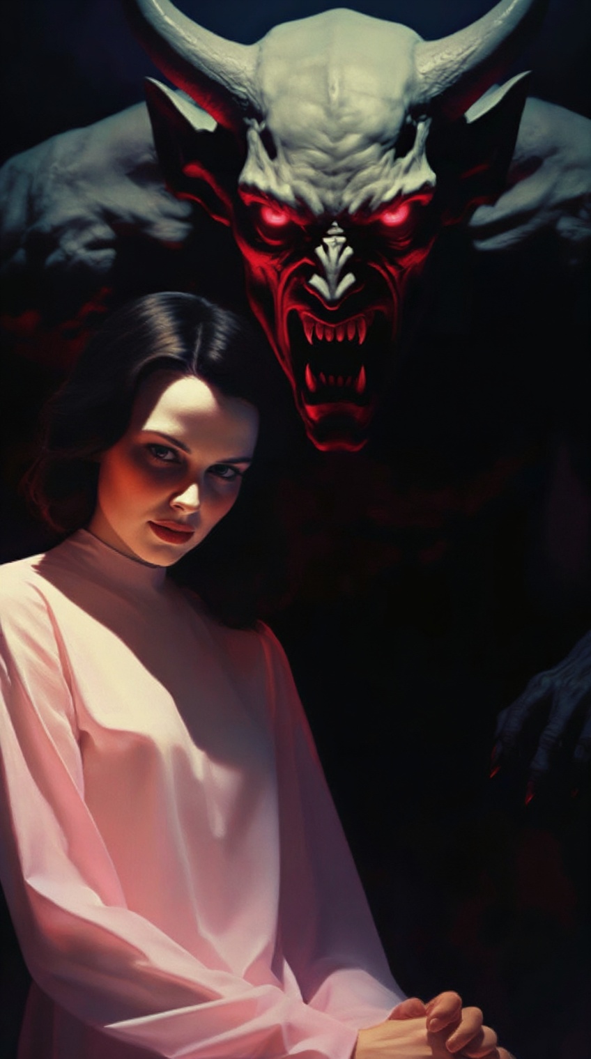 a woman with dark,  shoulder-length hair and a serene expression stands in the foreground,  wearing a flowing on Tensor.Art