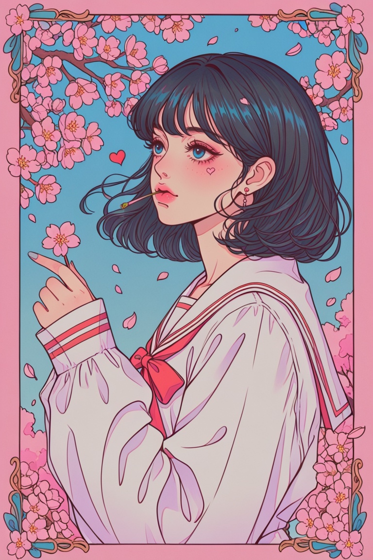 1girl,  sailor collar,  flower on Tensor.Art