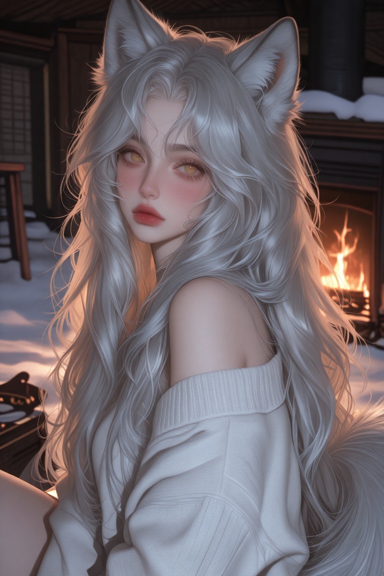 1girl,  *****,  demi-human wolf girl on Tensor.Art