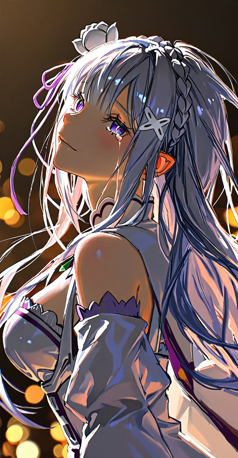 Professional studio portrait photograph of Emilia (Re:Zero),  1girl,  solo on Tensor.Art