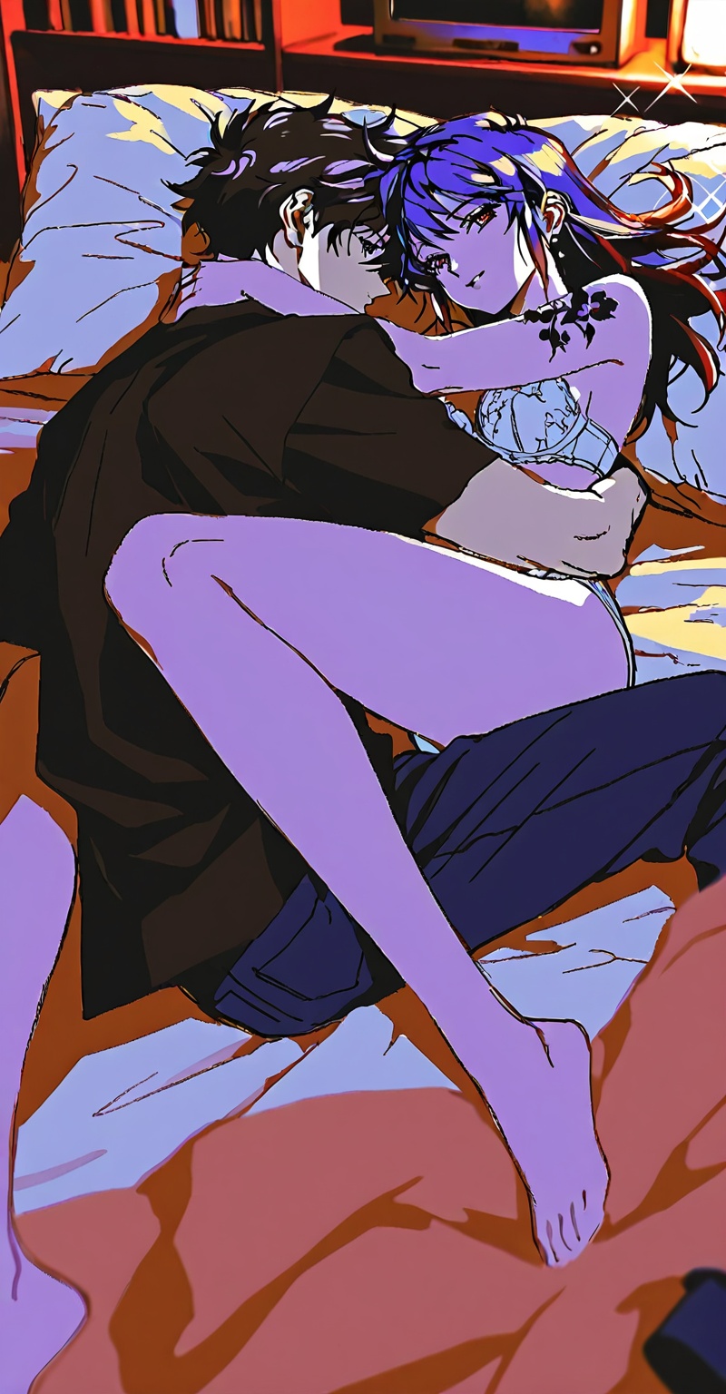 (Emphasize a blend of anime aesthetics with painterly digital rendering techniques)),  the use of light and shadow creates...