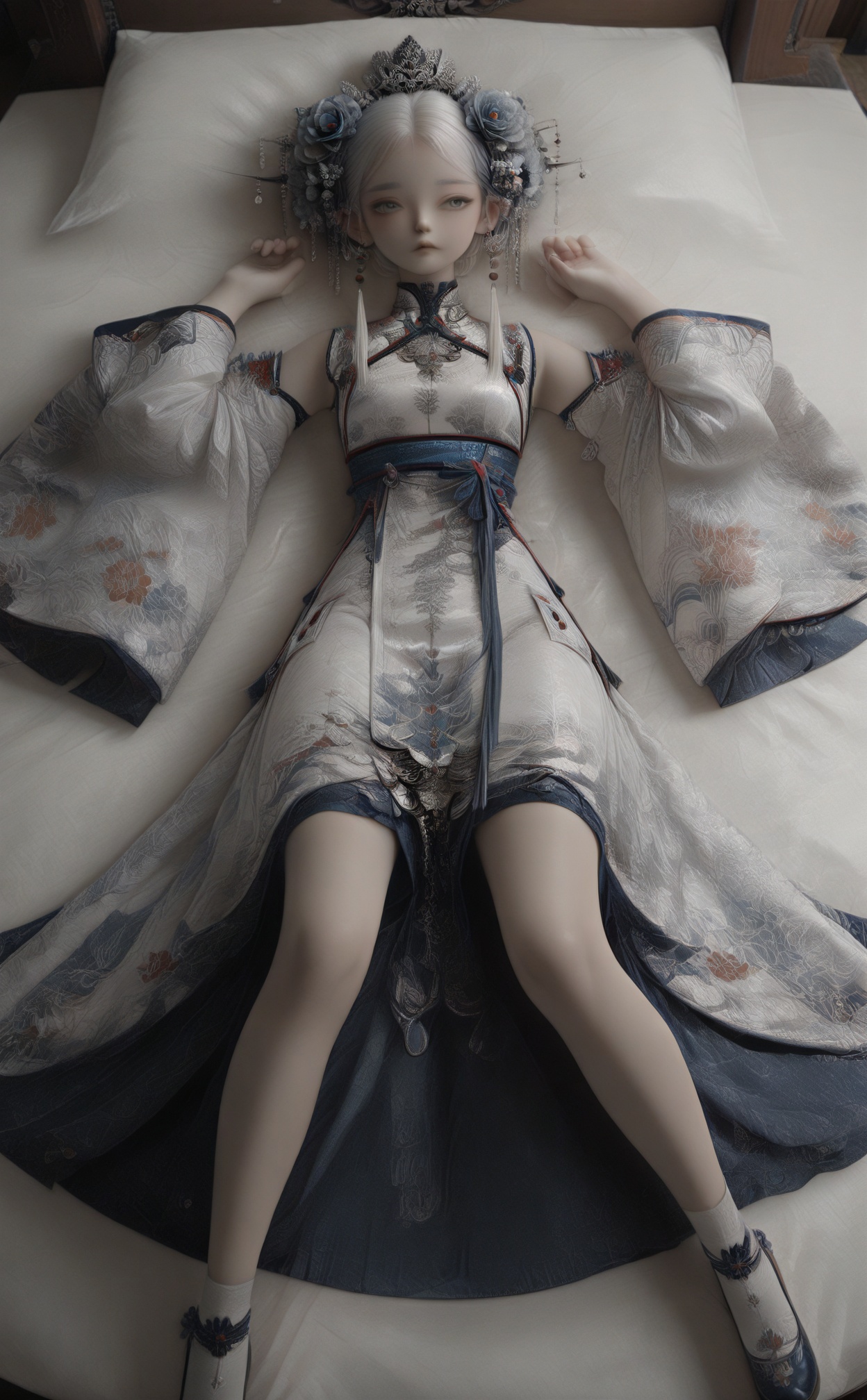 {Chinese Style Girl 01 中國風女孩01,  Chinese-style gorgeous long dress 中式華麗長裙1girl 1個女孩,  hair ornament 髮飾 by 觸手怪 on Tensor.Art