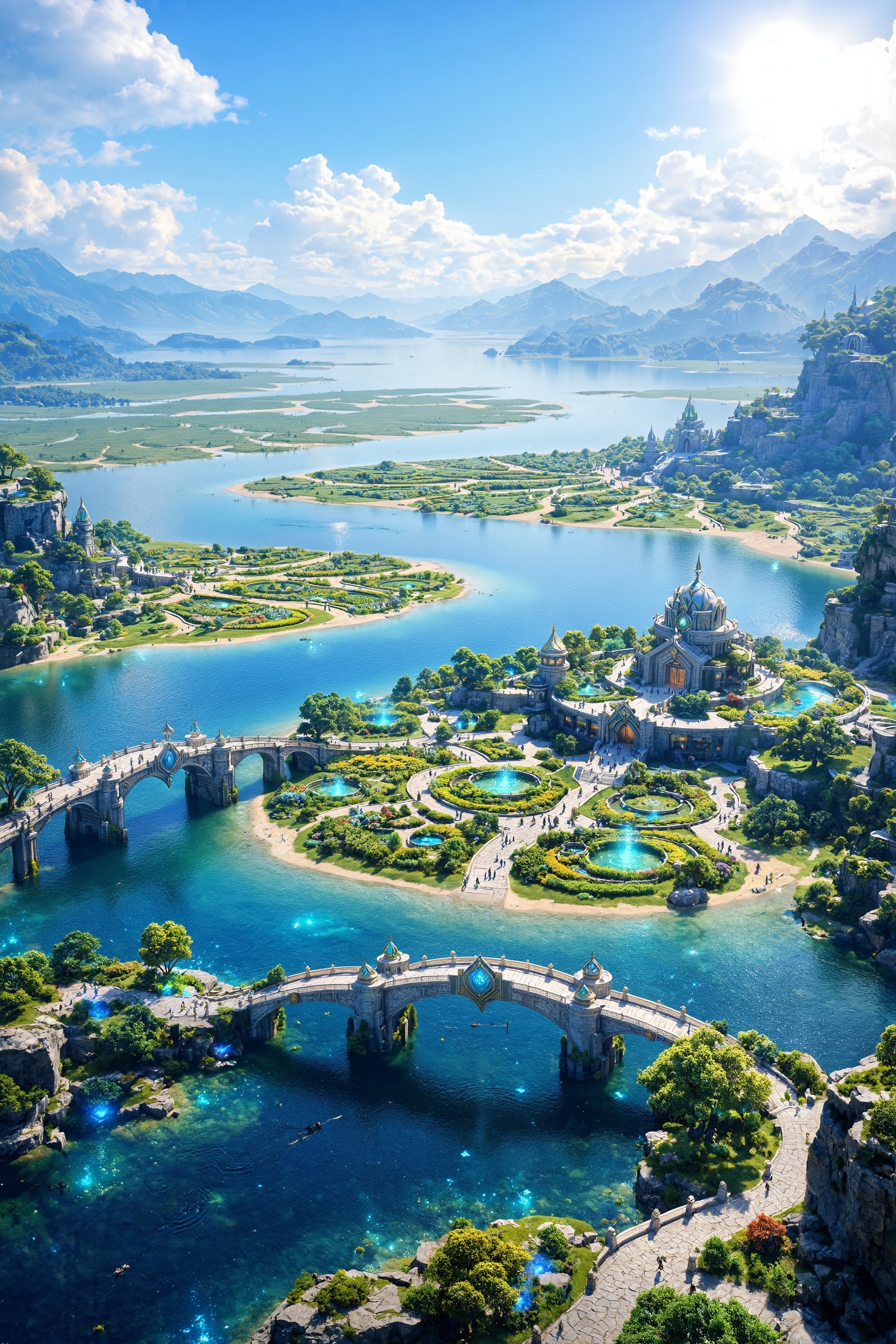 zimg_landstyle,  stoneseasong,  elven city at the edge of a vast lake delta on Tensor.Art