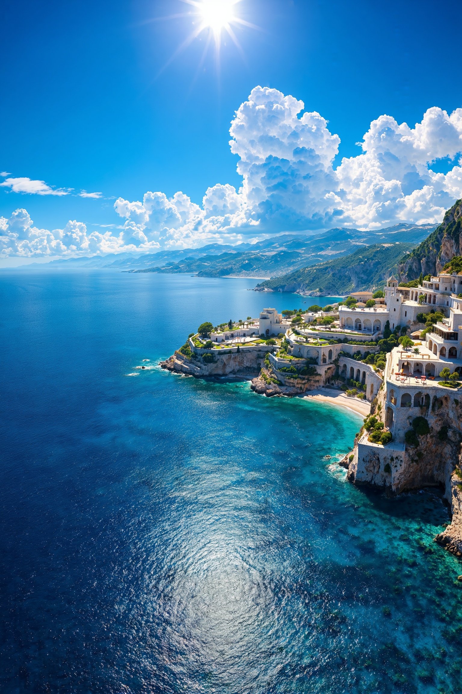 zimg_landstyle,  stoneseasong,  bright midday sun over an epic fantasy coastline on Tensor.Art