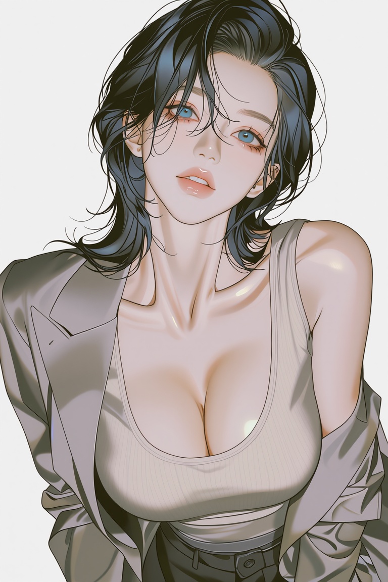Ultimate seductive East Asian beauty with devastatingly feminine and captivating face,  flawless porcelain skin,  sharp de...