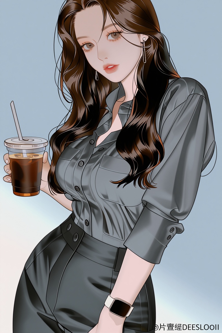 A 32-year-old woman with delicate oval face,  chestnut lazy wavy long hair,  soft eye makeup on Tensor.Art