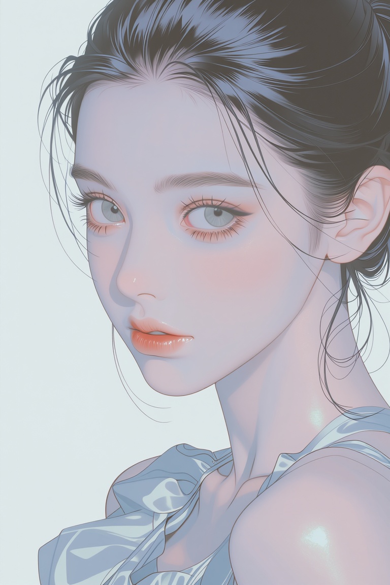 a young women,  ultra high fashion photography in the style of Wes Anderson,  minimalistic on Tensor.Art