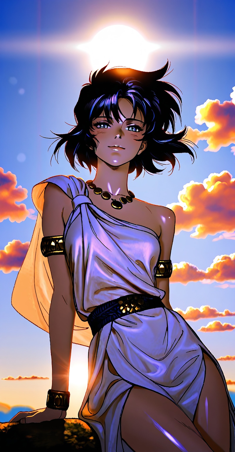 ((Emphasize a blend of anime aesthetics with painterly digital rendering techniques)),  the use of light and shadow create...