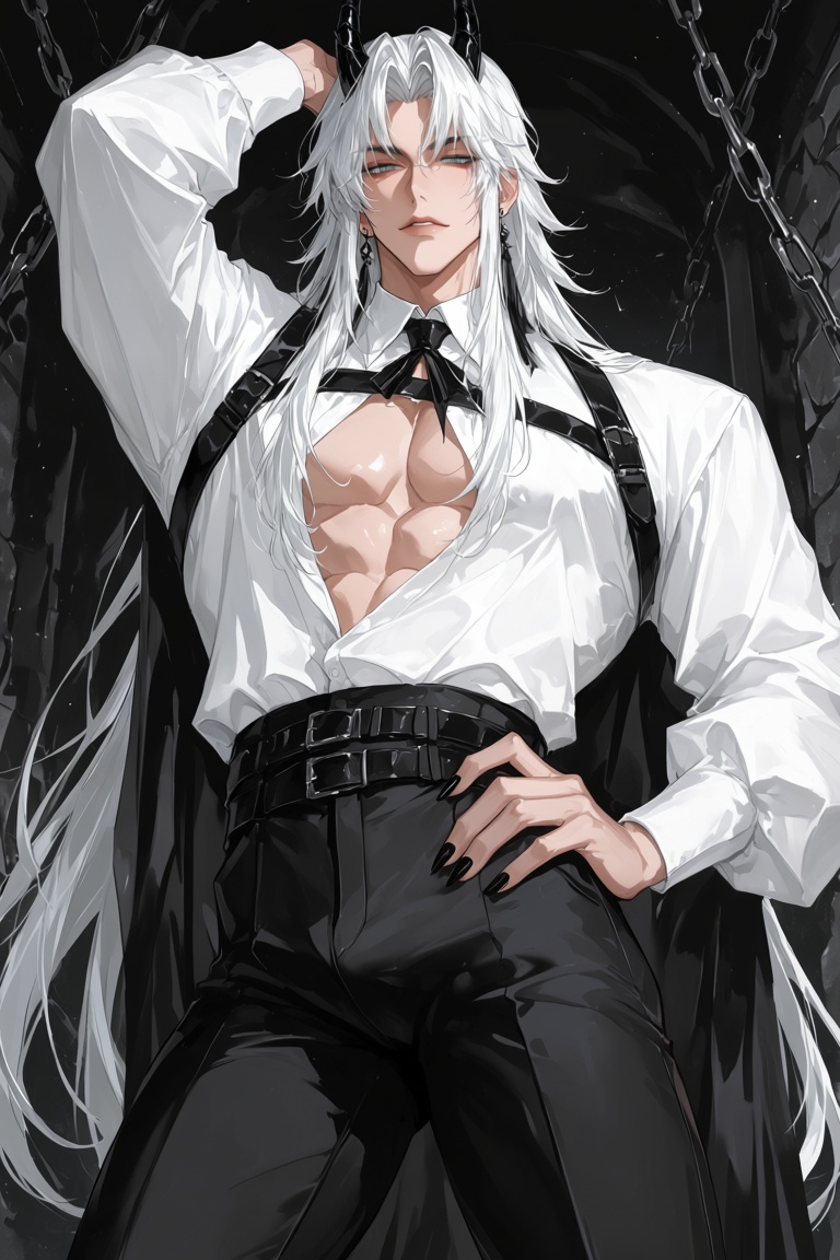 1boy,  ***** male,  white hair on Tensor.Art