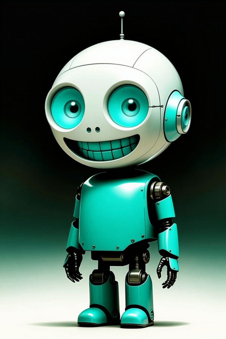 Solo painting,  full length view,  a little funny robot on Tensor.Art