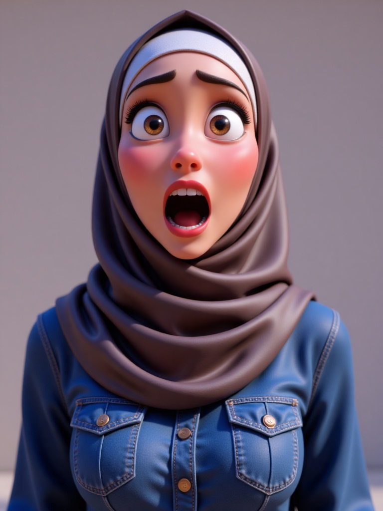 Disney Pixar 3D image of a beautiful hijab female,  upper body shot,  waist up on Tensor.Art
