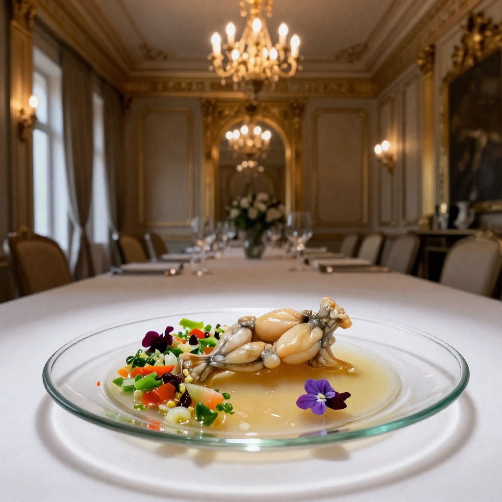 Ultra-realistic molecular gastronomy photography,  eye-level horizontal angle,  95mm lens on Tensor.Art