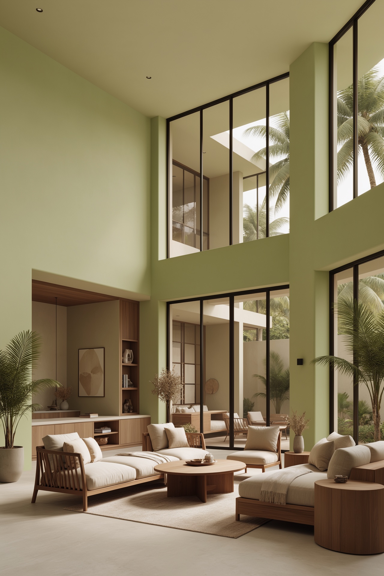 tropical boutique hotel in Bali,  lobby,  minimalist brutalist architecture softened with lime-washed walls on Tensor.Art