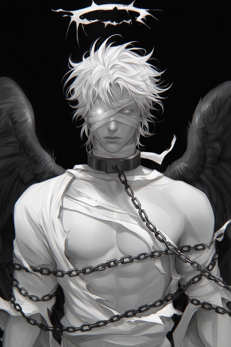 ji11y,  1boy,  chains wrapped around arms on Tensor.Art