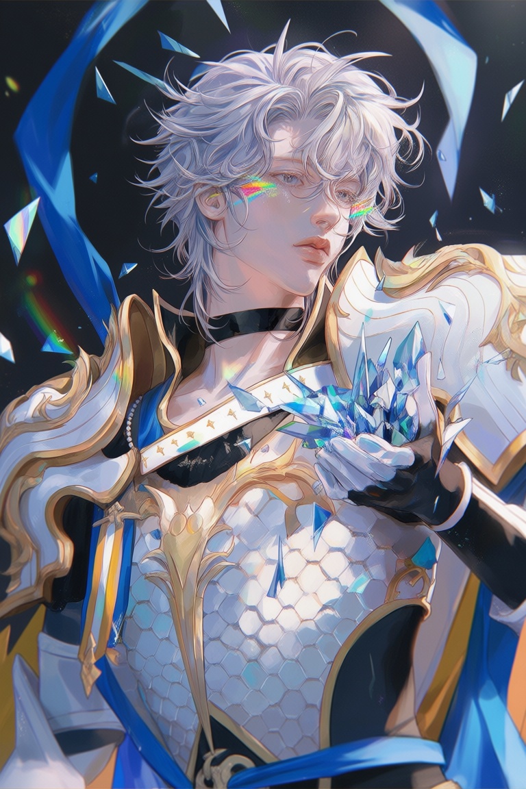 ji11y,  1boy,  androgynous prince with tousled platinum hair on Tensor.Art