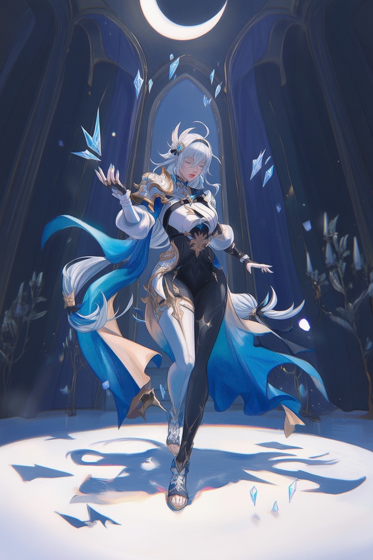 ji11y,  1girl,  frost-eyed guardian with long silver hair on Tensor.Art