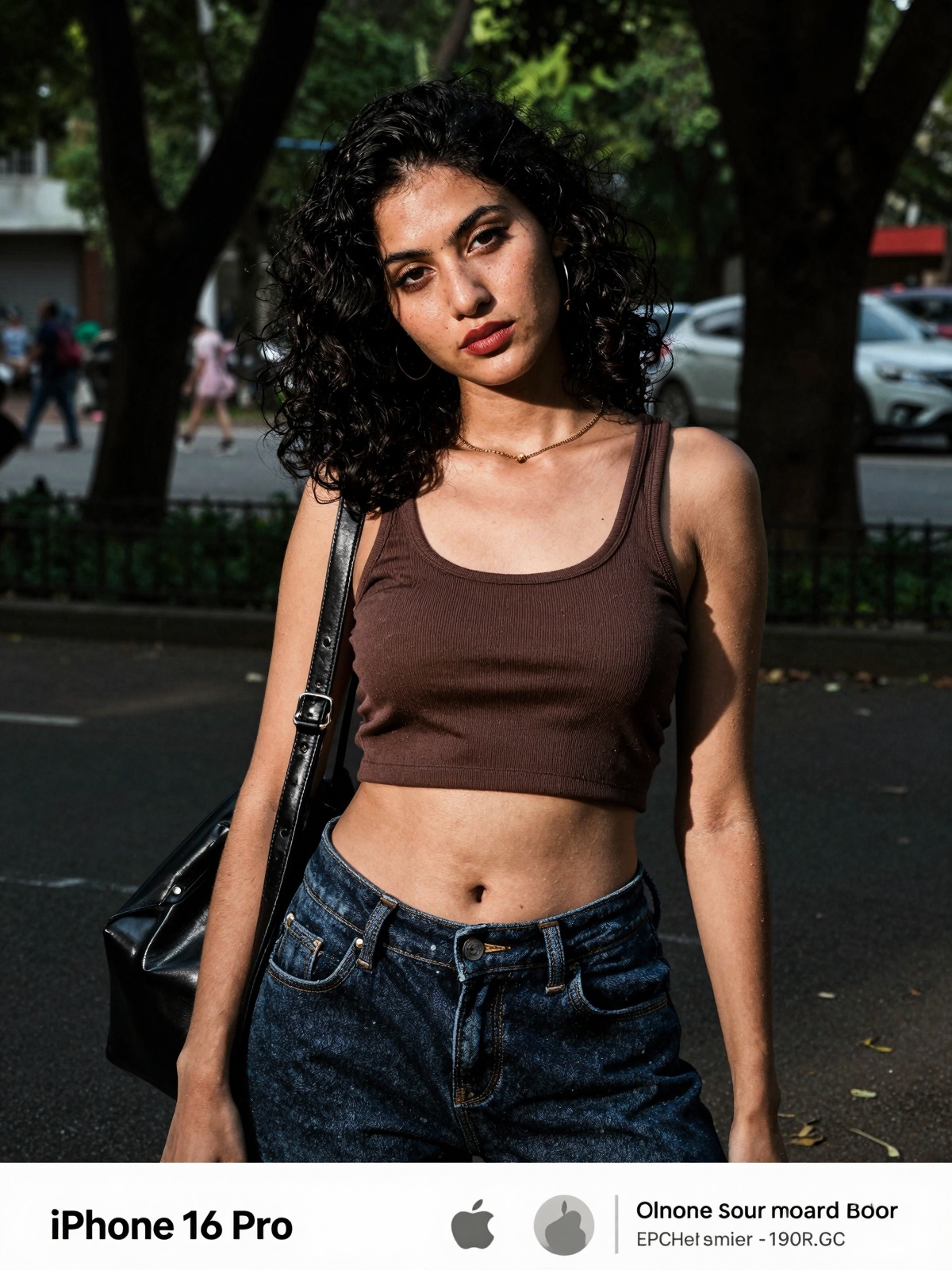 gorgeous random woman in random outfit posing for a sensual photography session at a local park,  Mobile photography,  sho...