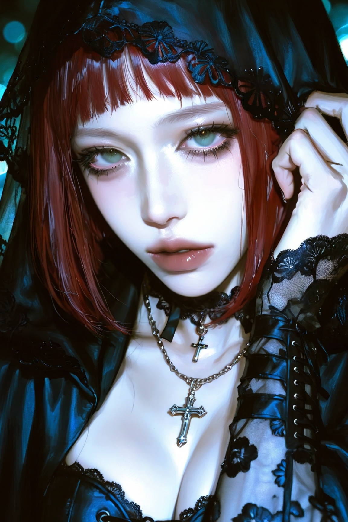 parted lips,  sleepy siren eyes,  heavy lashes on Tensor.Art