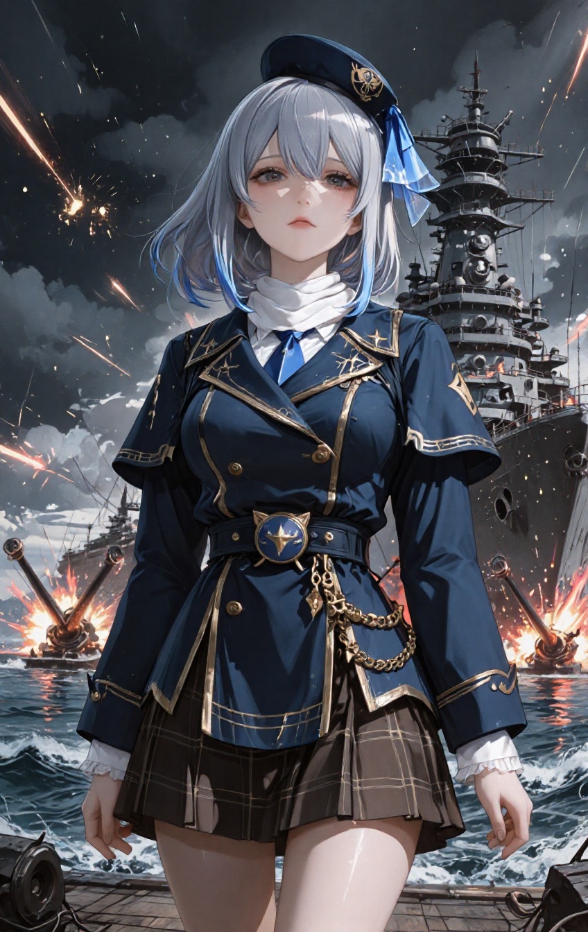 An anime warrior stands in an effortless pose,  slightly different angle of the current background with added more dramati...