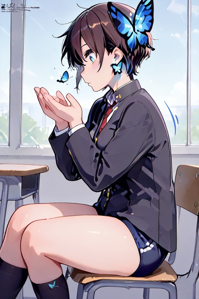 Kiyoka-chan,  blue glowing earrings,  Very short hair on Tensor.Art