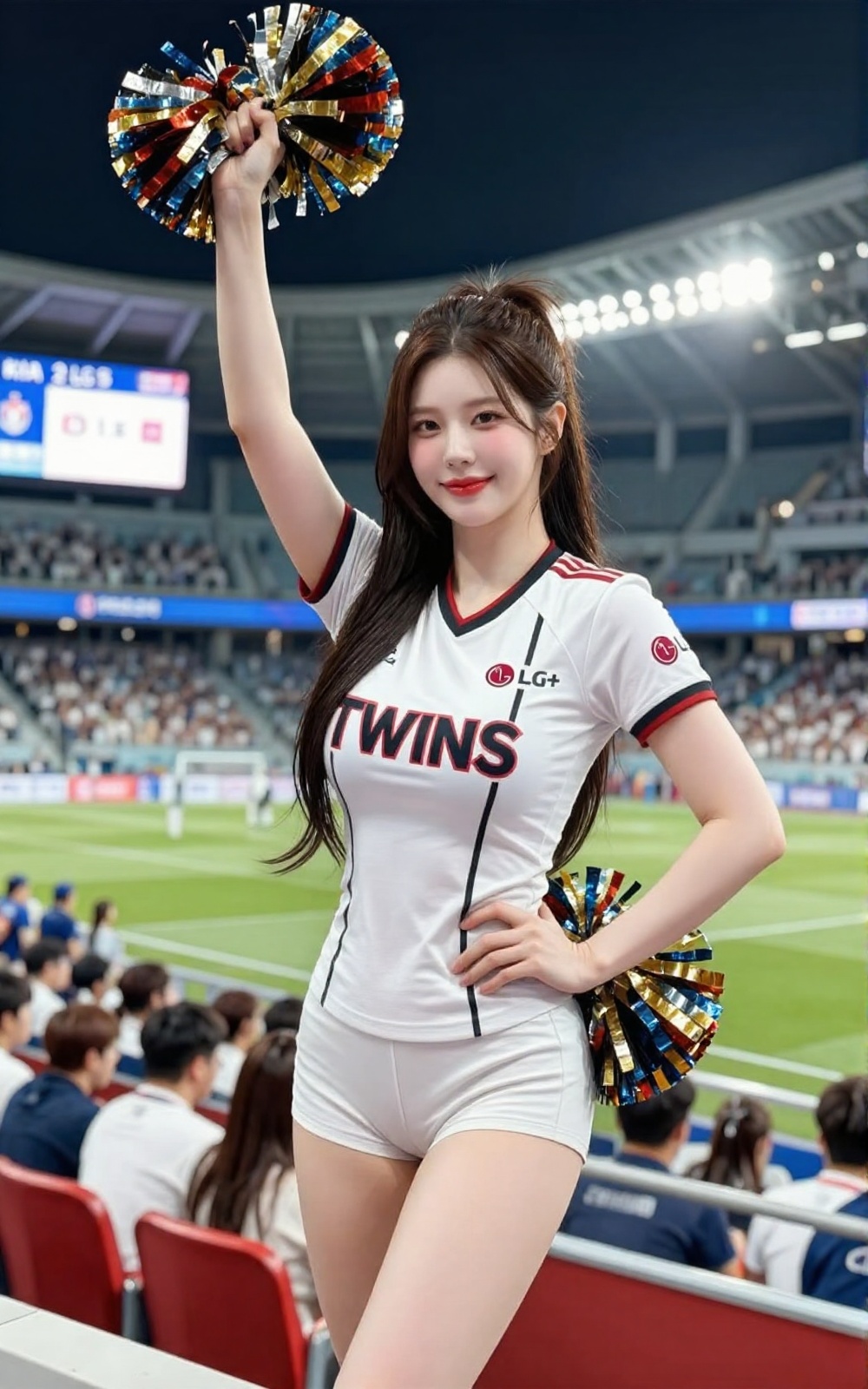 Image of a Korean woman Actual Photo: 2.0,  "A beautiful Korean woman boasting an hourglass figure,  round and voluptuous...