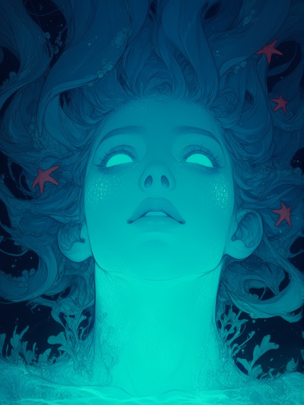 0mu0,  portrait,  translucent blue-skinned figure on Tensor.Art