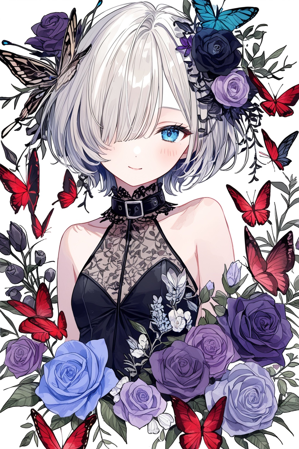 1girl,  solo,  flower on Tensor.Art